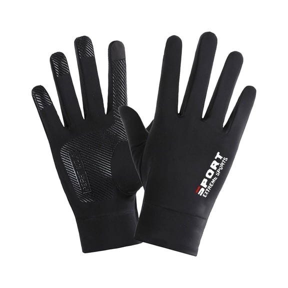 PRINxy Unisex Sport Sun Protection Full Finger Cycling Gloves, Touch Screen Silicone Grip Accessory For Road Bike Trips Black