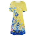 thumbnail image 3 of Summer Flower Dress for Women Casual Short Sleeve Crewneck Tank Dresses Beach Vacation Mini Sundress, 3 of 4