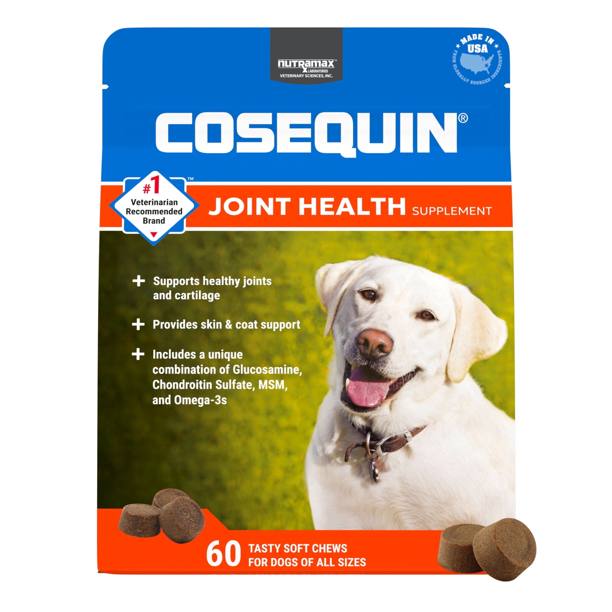 (3 pack) Nutramax Cosequin for Dogs Joint Health Supplement, Soft Chews, 60 Count