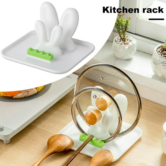 Kitchen Desktop Pot Lid Holder Countertop Spatula Storage Rack Stable Heat-Resistant Pot Lid Rest Organizer Kitchen Tool