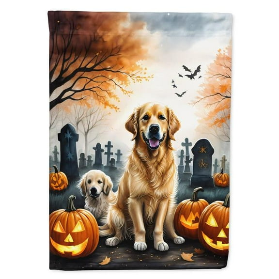 40 x 28 in. Unisex Golden Retriever Spooky Halloween House Flag