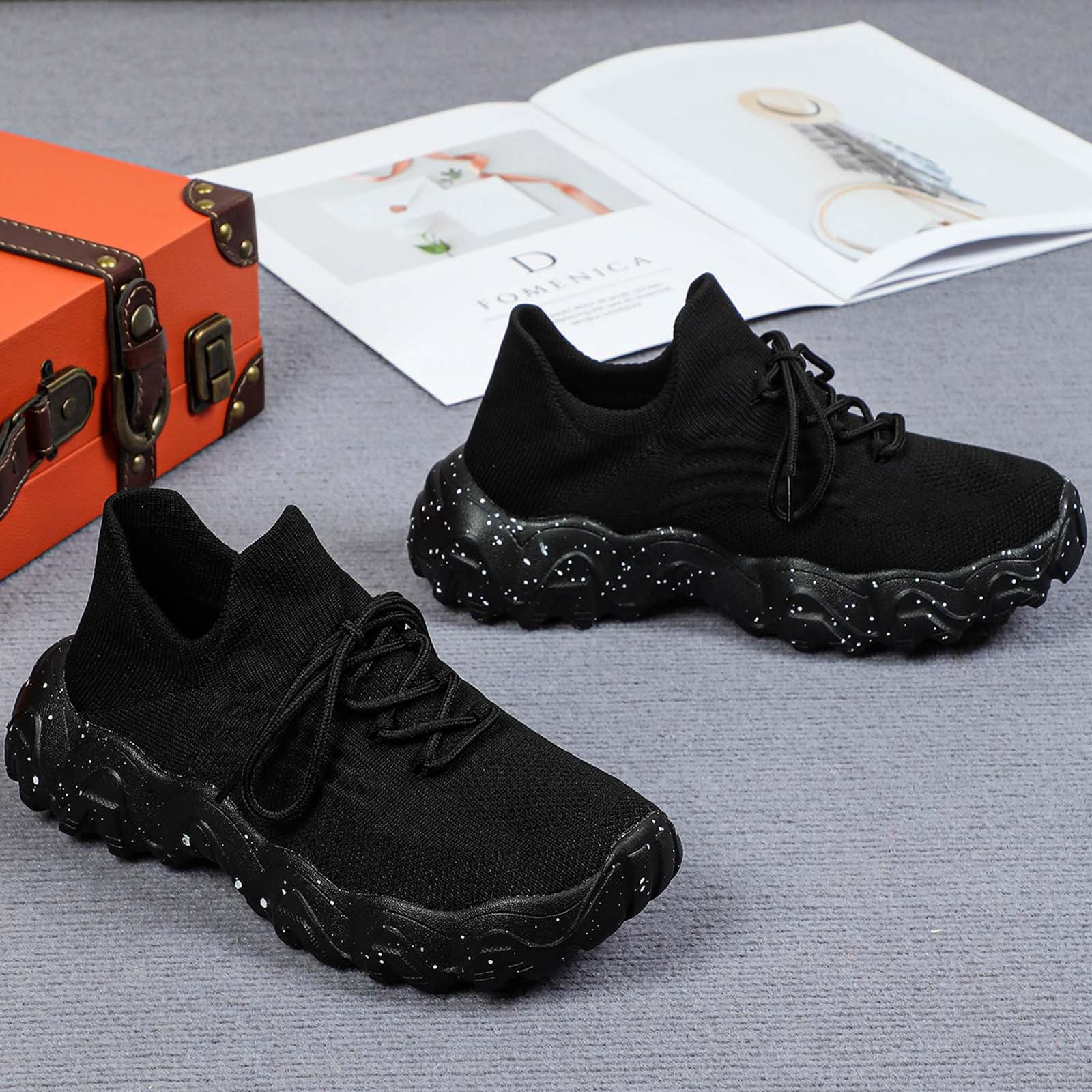Dakaela Nurse Shoes for Women Classic Mesh Breathable Lightweight Non Slip Orthopedic Sneakers Black 8