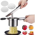 thumbnail image 1 of Machacador de patatas, machacador de patatas manual con 3 discos intercambiables, machacador de patatas manual profesional de acero inoxidable, ideal para frutas, verduras y comida para bebés, 1 of 5