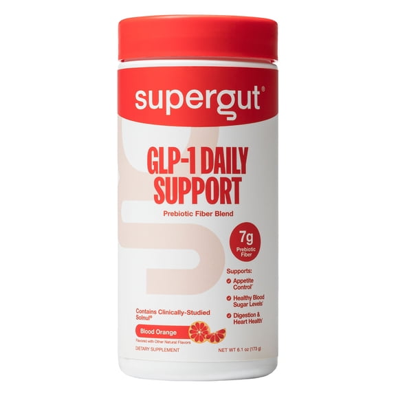 Supergut GLP-1 Daily Support Blood Orange Prebiotic Fiber Blend for Metabolism Support & Digestive Health, 6.1 oz, 18 Servings