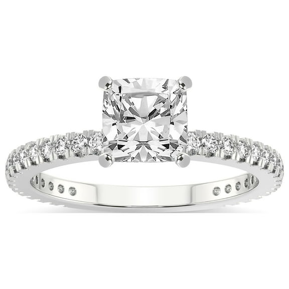 2 Carat IGI Certified Cushion Shape Lab Grown Diamond Engagement Ring | 14K White Gold | Zoey Eternity Lab Diamond Ring | FG-VS1-VS2 Quality Friendly Diamonds