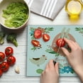 thumbnail image 3 of Easter Cutting Board, Cartoonish Happy Bunny Chicken Rabbit with Flowers and Carrot Pastel Toned Print, Decorative Tempered Glass Cutting and Serving Board, in 3 Sizes, by Ambesonne, 3 of 5