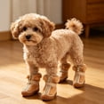thumbnail image 5 of Fleece Dog Boots For Small Dogs, Winter Paw Protector With Anti-Slip Sole, Warm Dog Booties For Snow And Hardwood Floors Walking, Brown, 5 of 6