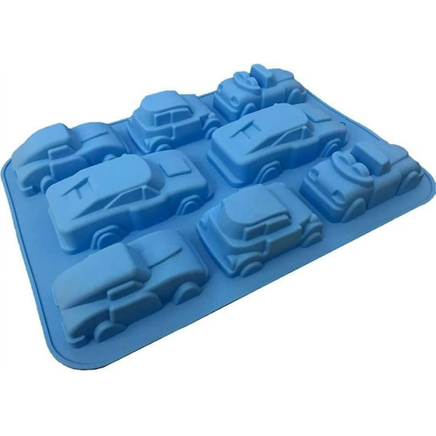 style1 Moldes de silicona, 8 cavidades 3d en forma de coche, moldes de chocolate, bandeja para muffins, molde de jabón para hornear, molde para jabón, caramelo, chocolate, magdale