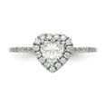 thumbnail image 4 of Solid 14k White Gold Heart Halo Diamond Side-Stones with CZ Cubic Zirconia Center Stone Engagement Ring Size 6.5, 4 of 8