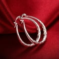 thumbnail image 3 of GKNET 925 Sterling Silver Size 38MM Hoop Earrings Ripple Fashion Women Delicate Jewelry Gift, 3 of 8