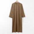 thumbnail image 3 of Bcfgryg Male Solid Color Long Sleeve Robe Arabic Clothes Middle Skirt Robe Big and Tall Shirts Brown L, 3 of 5