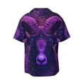 thumbnail image 2 of Fotbe Purple Starry Sky Antelope print Short Sleeve Button Down Shirts for Men Casual Summer Beach Wrinkle Free Shirt-Large, 2 of 7