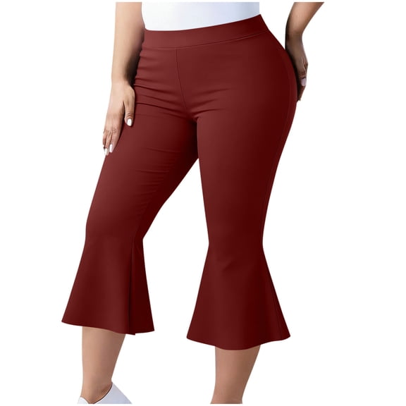 Ruimatai Women's High Waist Flare Capris Stretchy Trousers for Yoga & Casual Daily Wear