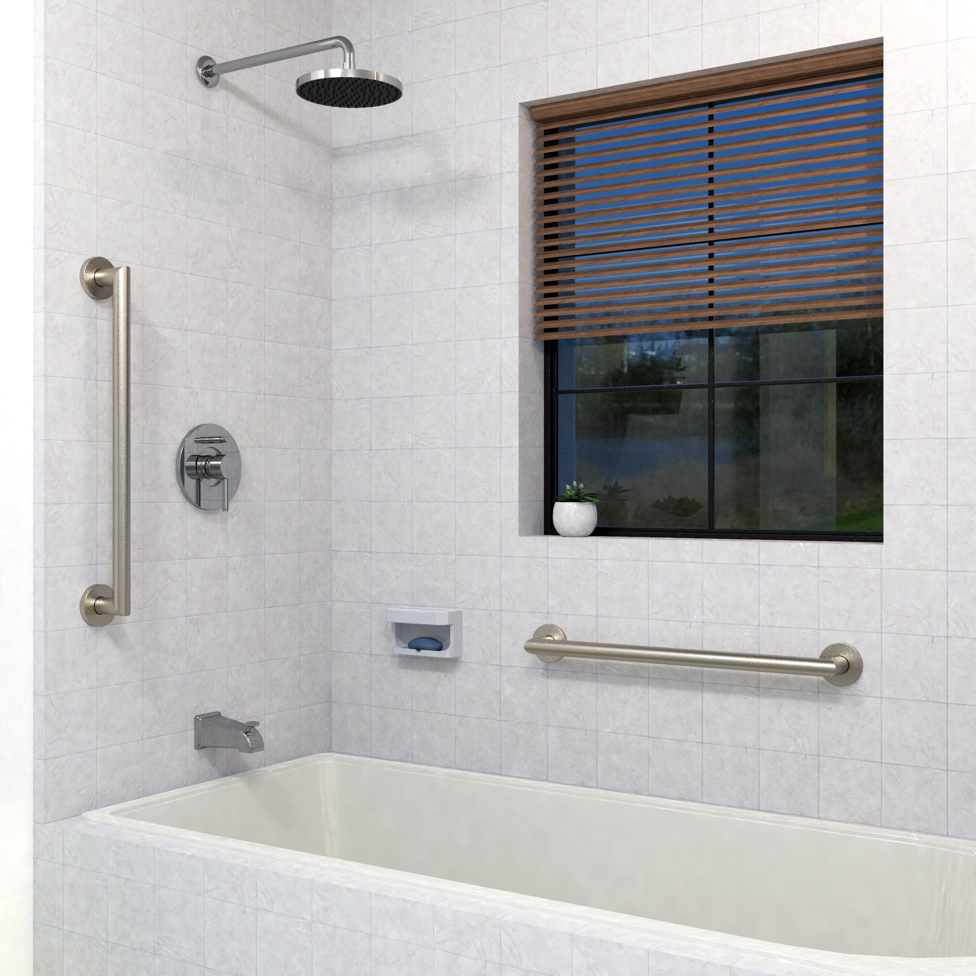 Keeney 2024-16BN Architectural Grab Bar, Brushed Nickel, 16 inch