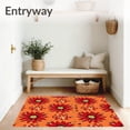 thumbnail image 3 of ODIKA 8'x10' Machine Washable Non-Slip Area Rug, Sparkling Poinsettia Bloom Medallion Ornamental High Traffic Rug with Pad, Orange, 613902, 3 of 8