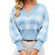 thumbnail image 1 of Gibobby Suéter cuello v, Suéter para Mujer Elegante y Ligero Manga Larga(Azul,M), 1 of 5