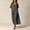 Gray, variant on Women's Cotton Linen Blend Midi Dress V-Neck Short Sleeve Button-Down Casual Solid Color Loose Tunic Dress with Pockets for Summer Daily Wear Khaki XL(XL)