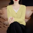 thumbnail image 5 of Levmjia Women Long Sleeve Knit Cardigan Polyester Solid Color V Neck Hollow Out Sun Protection Lightweight Breathable Casual Daily Home Wear Office Commute Beach Vacation, 5 of 5