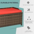 thumbnail image 5 of Outsunny Wicker Storage Bench Deck Box with Comfortable Cushion, Red, 5 of 9