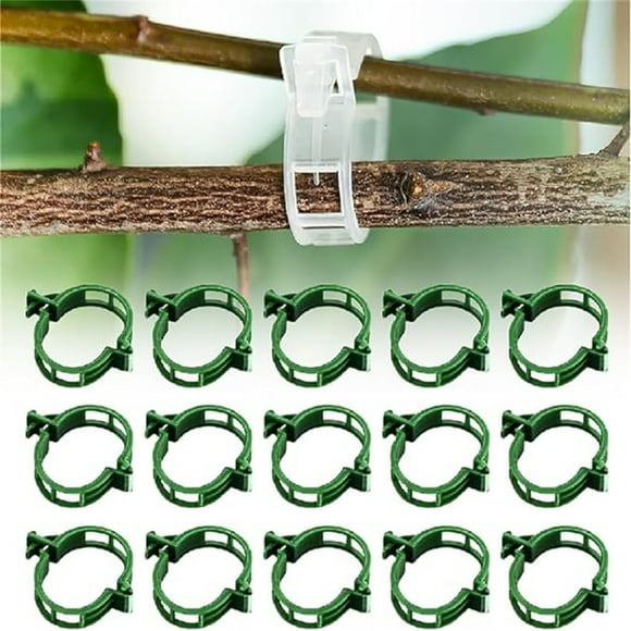Plant Clips, Tomato Clips, 100Pcs Secured Plastic Plant Support Clips, Garden Clips for Climbing Plants, Plastic Clips Tomato Grape Vegetables Plant Fixing Clips（Green）