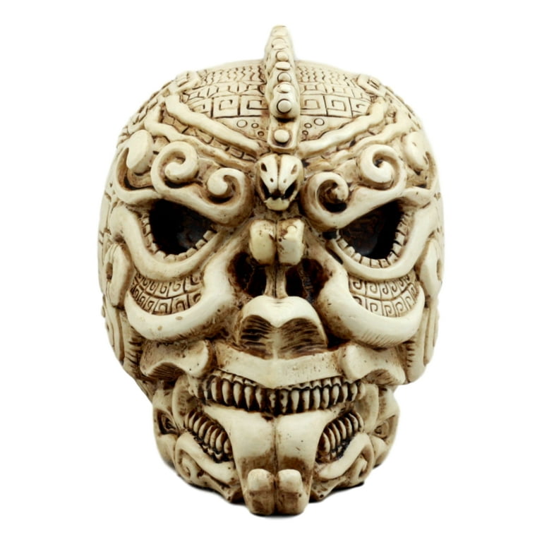 リラクゼーショングッズ AZTEC Ebros Aztec Quetzalcoatl Snake Cranium Skull Statue