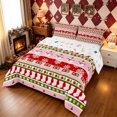 thumbnail image 3 of Erosebridal Christmas Stripe Full Size Comforter Sets, Stocking Snowman Bedding Comforter Set, Pink Red, Christmas Reversible, 3pcs, 1 Comforter and 2 Pillowcases, 3 of 7