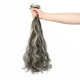 thumbnail image 4 of Qlenkay Clip in Hair Extensions Synthetic Hair 7 pcs Double Weft Long Wavy Straight Hair Extension for Women, 4 of 8