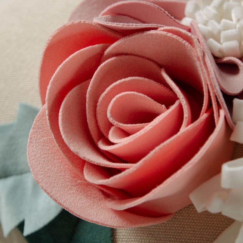 JWH 3D Handmade Square Flower Throw Pillow Cases for Room Sofa Bedding Couch Decoration 18x18inch Pink No Insert