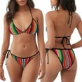 thumbnail image 3 of KLL Mexican Serape Blanket Stripes Print Bikini Set for Women,String Two Piece Halter Top Triangle Bikini Set with Tie Side Bottom Sexy Swimsuit Bathing Suits, 3 of 5