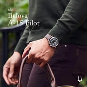 Bulova Mens Military Automatic Brown Leather Strap Watch 96A245