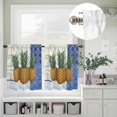 thumbnail image 2 of Vintage Pineapple Blue Flower Porcelain Curtain Tier and Valance Set 3 Piece, Summer Plant 3-inch Rod Pocket Window Tier Curtains Valance for Kitchen Living Room, 2 of 9