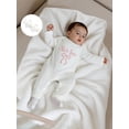 thumbnail image 4 of BemeyourBBs She‘s Here Baby Girls Spring Fall Winter Clothes Newborn Baby Girl Hospital Going Home Outfit Waffled Romper Bow Letter Print Long Sleeve One Piece Jumpsuit with Headband, 4 of 9