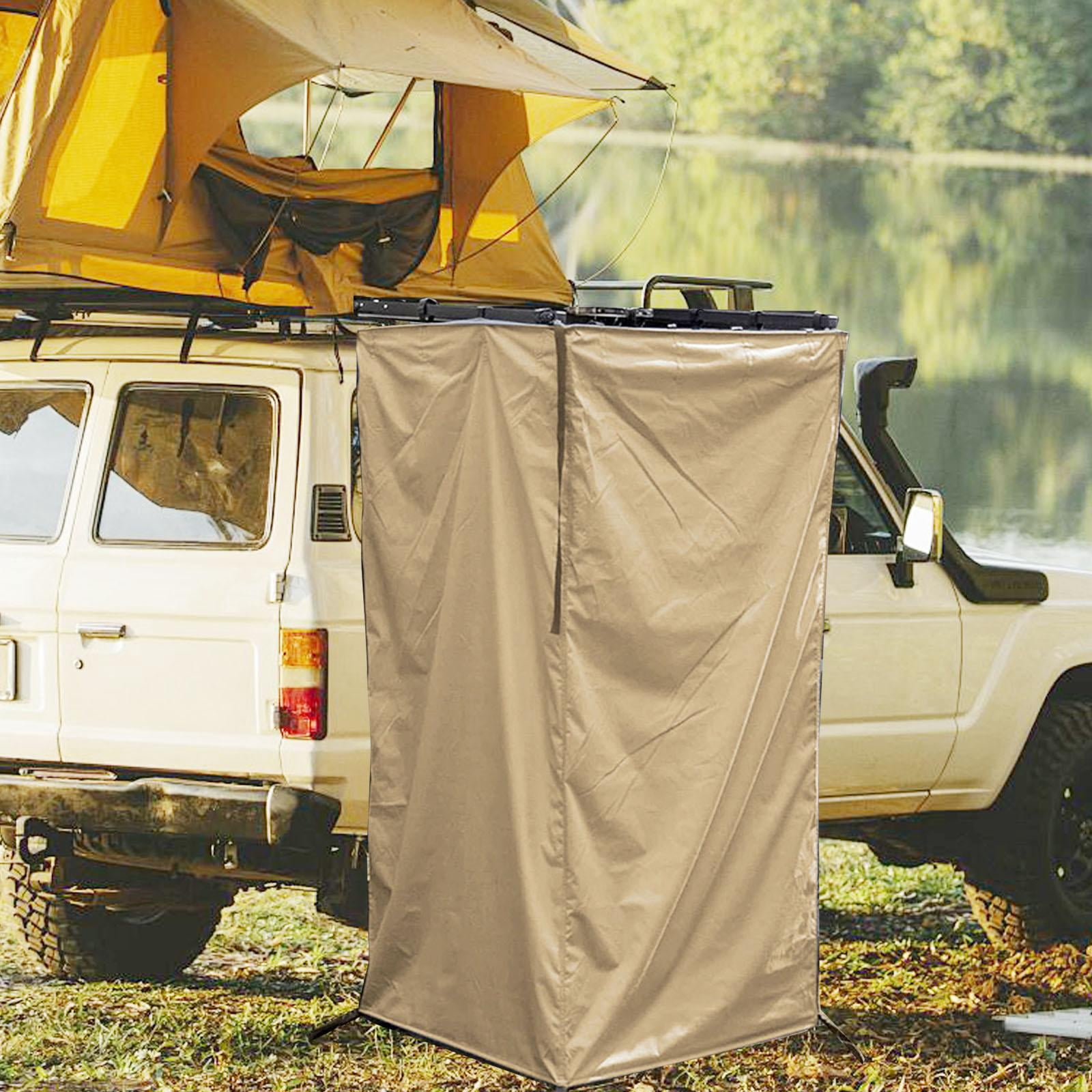 TTETTZ Vehicle Side Shower Tent,Changing Dressing Room Hiking Bathroom Overland Outdoor Toilet Stall for Long Road Trips, Van ,Beach Khaki