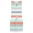 thumbnail image 6 of Strap Summer Dresses with Belts,Clearance Womens Summer Causal Loose Sleeveless Round Neck Drawstring Waist Mini Short Dress With Pockets Dresses with Pocket, 6 of 8