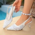 thumbnail image 5 of Tqyyweavej Women's Heels Lace Breathable Pointed Closed Toe Gladiator Mules Versatile Ankle Strap Kitten Heel Sandals for Women, 5 of 10