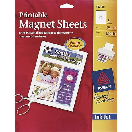 Avery Printable Magnet Sheet Matte 8.5x11 Matte 3 Pk