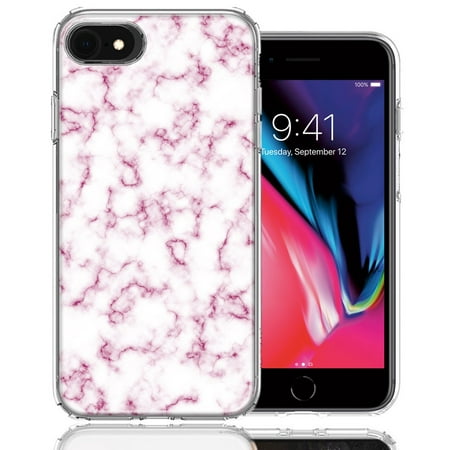 MUNDAZE For Apple iPhone 7/8/SE Pink Marble Design Double Layer Phone Case Cover