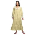 thumbnail image 1 of Moomaya Printed Long Sleeve Maxi Nightdress Button Down Cotton Sleepwear Gown, 1 of 5
