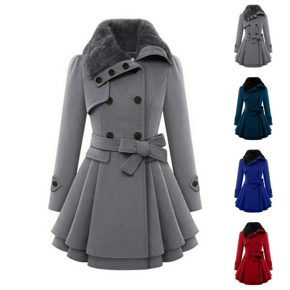 FRSASU Women's Fashionable and Comfortable Long Sleeved Lapel Hooded Casual Waist Tie Jacket Wine