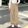 thumbnail image 2 of Falkdiz Loose Sweatpants for Girls Outdoor Polka Dot Pockets Sport Relaxed fit Straight Leg Pantalones Stylish Girls Pants Elastic Waist , Khaki , Size: 14-15 Years, 2 of 7