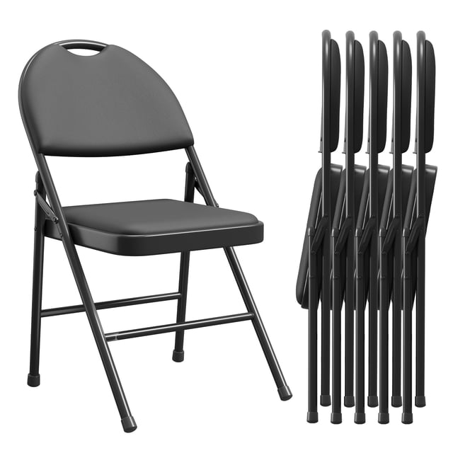 QinaQin Juego de 6 sillas plegables con cojín de piel sintética PU, estructura metálica y patas antiderrapantes, ideales para comedor, eventos u oficinas