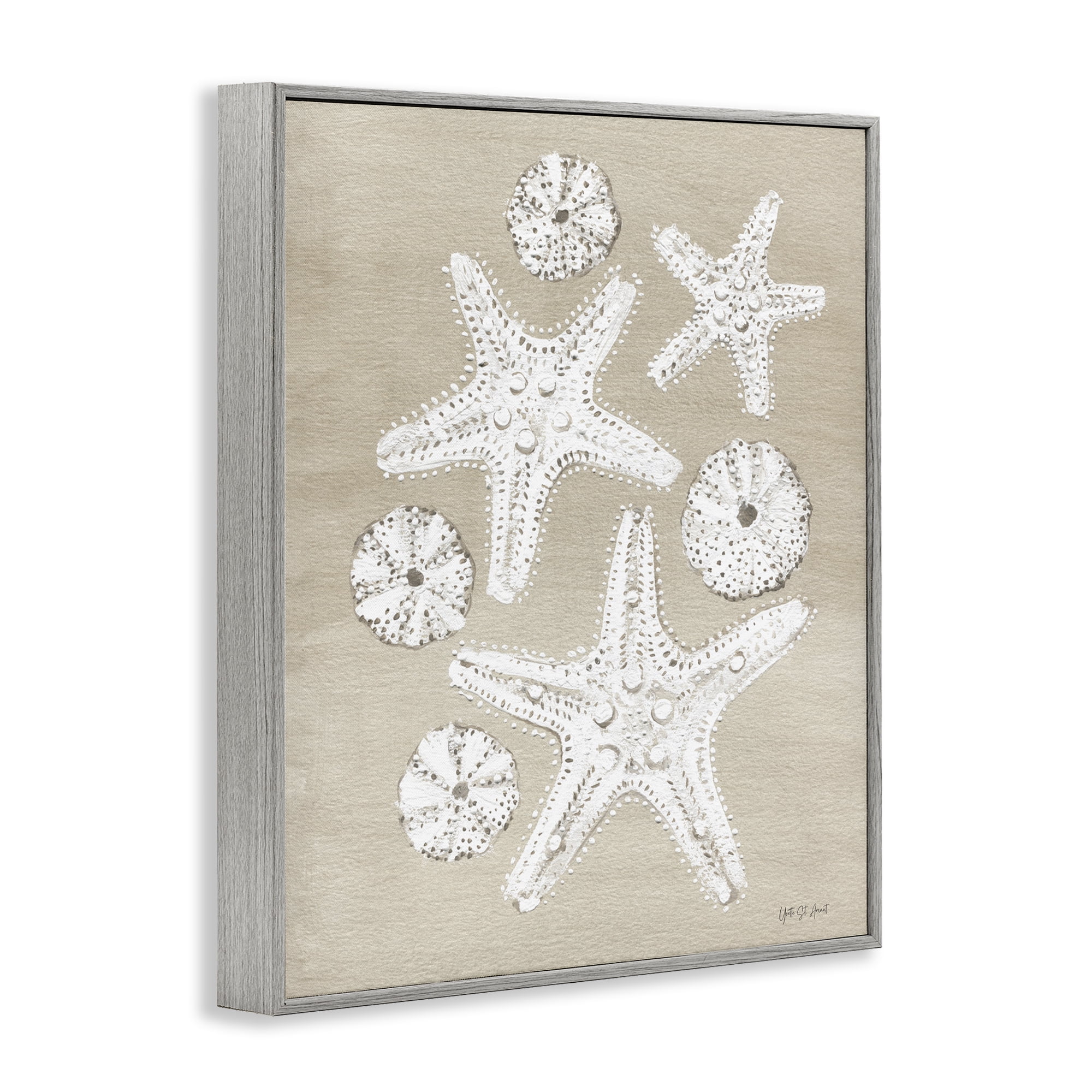Stupell Industries Sandy Beach Treasures Coastal Painting Gray Framed Art Print Wall Art, 11 x 14
