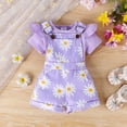 thumbnail image 2 of HCNTES Toddler Girl Clothes Newborn Infant Baby Outfits Ruffle Romper+ Soft Shorts + Cute Headband Sets For 6 12 18 24 Months Dailywear(Z01-Purple,6-12 Months), 2 of 9