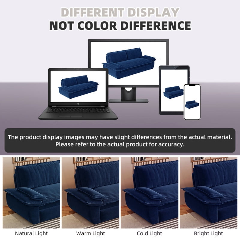 3-in-1 Velvet Convertible Sleeper Sofa, Queen Size Pull Out Chaise Sofa Bed, 73.2''W Deep Seat Loveseat Couch