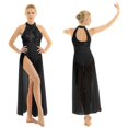 thumbnail image 1 of Vestido de baile lírico contemporáneo para mujer, tutú de Ballet de malla transparente brillante, vestido de leotardo de gimnasia, disfraz de salón actuación en escenario, 1 of 5