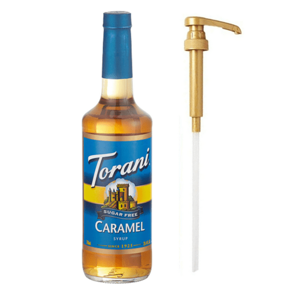 Torani Sugar-Free Caramel Flavoring Syrup Plastic 750 mL Bonus Squeeze Pump