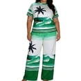 thumbnail image 3 of TaTaai Women's Printed Short Sleeve Two Piece Set Round Neck Crop Top and Pants Casual Lounge Set Stretchy Summer Outfit Gift, 3 of 7