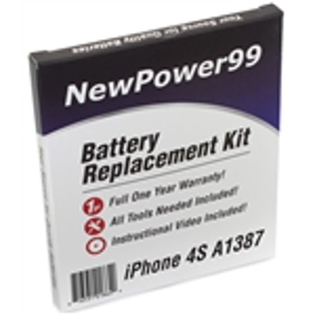Apple iPhone 4S A1387 Battery Replacement Kit with Tools, Video Instructions, Extended Life Battery and Full One Year