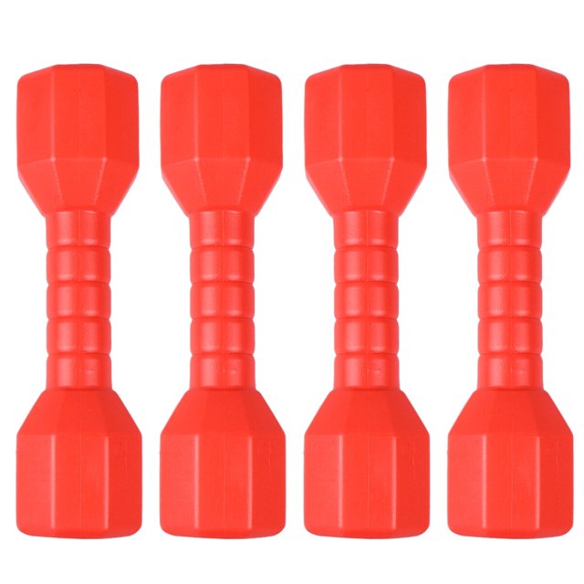 Mizh - 4 mancuernas octogonales para niños, equipo de fitness de plástico para exteriores, herramienta de baile para niños, juguete de ejercicio (rojo)