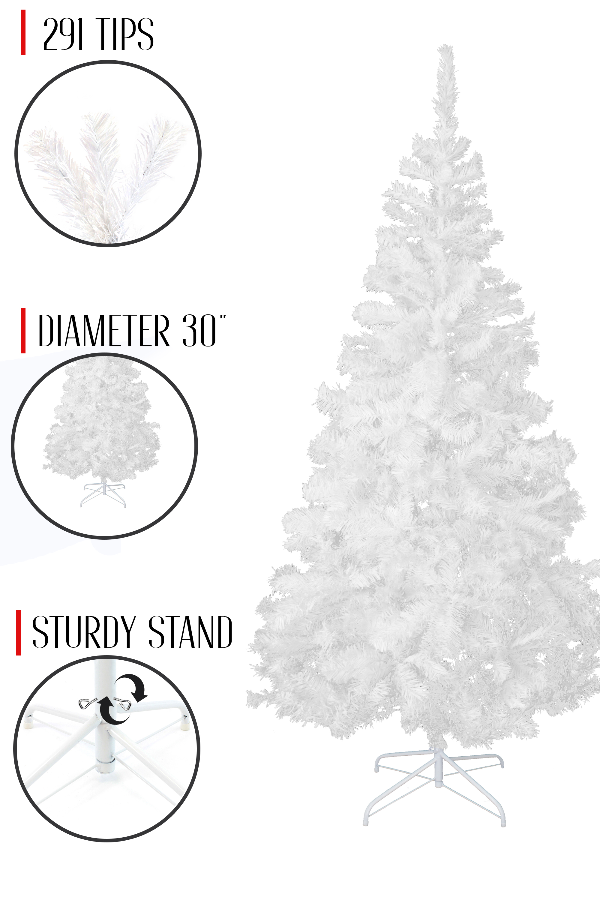 Perfect Holiday 4' White PVC and Crystal Artificial Christmas Tree ...